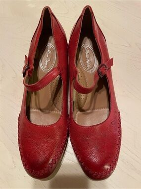 Mona Flying Mary Jane Wedge in Red with Buckle Strap